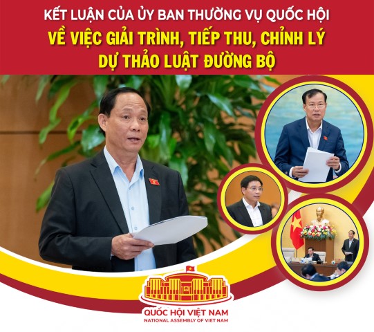 KẾT LUẬN CỦA ỦY BAN THƯỜNG VỤ QUỐC HỘI VỀ VIỆC GIẢI TRÌNH, TIẾP THU, CHỈNH LÝ DỰ THẢO LUẬT ĐƯỜNG BỘ